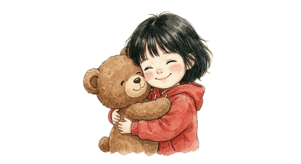 Jini hugging her storybook