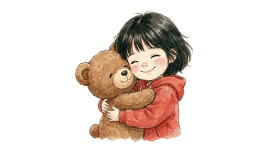 Jini hugging her storybook