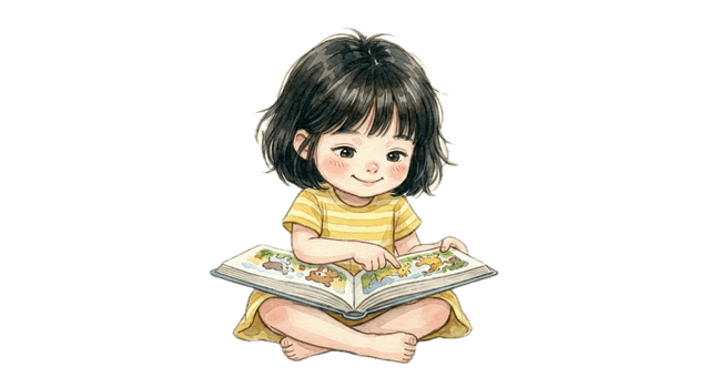 Jini reading on the floor